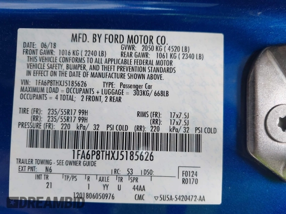 2018 Ford Mustang EcoBoost с VIN 1FA6P8THXJ5185626, выставлен на аукционе IAAI как лот 42244199 с пробегом 103 968 миль миль и . История ставок и продаж доступна на DreamBid. Изображение 9.