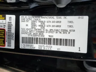2023 Toyota Tundra Platinum Hybrid with VIN 5TFNC5DBXPX013832, listed as a Copart auction lot 54232575 with 52,894 mi miles and Clean title. Bid and sale history available at DreamBid. Image 12.