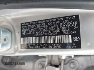 2013 Toyota Yaris L with VIN JTDKTUD37DD568028, listed as a IAAI auction lot 41885722 with 149,624 mi miles. Bid and sale history available at carsss.com. Image 9.