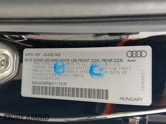 2016 Audi A3 1.8T Premium with VIN WAUA7GFF8G1117279, listed as a Copart auction lot 69461003 with 132,845 mi miles. Bid and sale history available at carsss.com. Image 13.