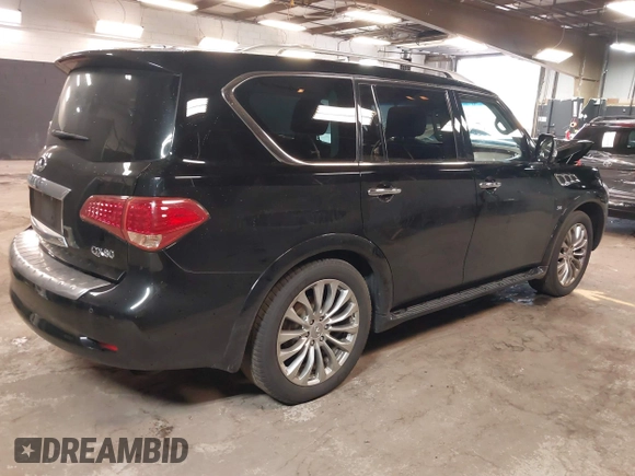 2017 Infiniti QX80 with VIN JN8AZ2NE1H9160930, listed as a IAAI auction lot 42080203 with 92,222 mi miles. Bid and sale history available at carsss.com. Image 4.