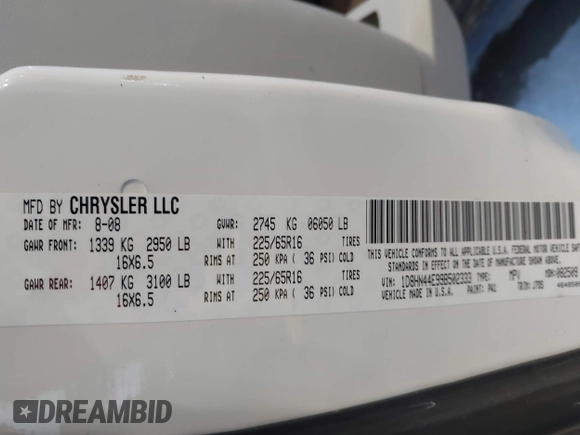 2009 Dodge Grand Caravan SE с VIN 1D8HN44E99B502333, выставлен на аукционе IAAI как лот 42015229 с пробегом 158 483 миль миль и . История ставок и продаж доступна на DreamBid. Изображение 9.