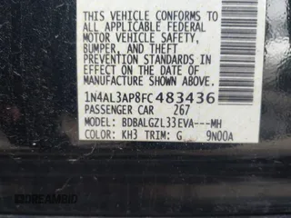 2015 Nissan Altima S with VIN 1N4AL3AP8FC483436, listed as a IAAI auction lot 41633551 with 174,889 mi miles and . Bid and sale history available at DreamBid. Image 9.