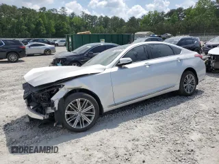 2018 Genesis G80 3.8L with VIN KMHGN4JE4JU281405, listed as a Copart auction lot 54934575 with 72,534 mi miles and Salvage title. Bid and sale history available at DreamBid. Image 1.