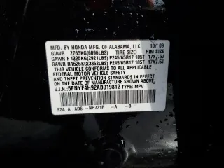 2010 Honda Pilot Touring with VIN 5FNYF4H92AB019812, listed as a Copart auction lot 49818515 with 165,638 mi miles and Salvage Title. Bid and sale history available at carsss.com. Image 13.