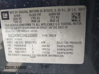2017 Chevrolet Silverado 1500 LT with VIN 3GCUKREC2HG333665, listed as a IAAI auction lot 42238465 with 189,000 mi miles and . Bid and sale history available at DreamBid. Image 9.