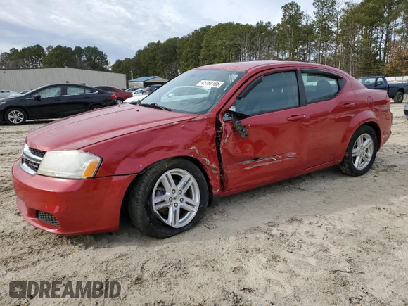 2012 Dodge Avenger SXT z VIN 1C3CDZCB2CN165482, wystawiony jako Copart lot #45160195 z przebiegiem 56 082 mil mil oraz Nie do naprawy • Non repairable. Historia ofert i sprzedaży dostępna na DreamBid. Obrazek 1.