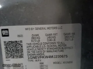 2021 Chevrolet Traverse LS with VIN 1GNEVFKW4MJ230675, listed as a Copart auction lot 84076174 with 116,789 mi miles and Salvage Title. Bid and sale history available at carsss.com. Image 13.