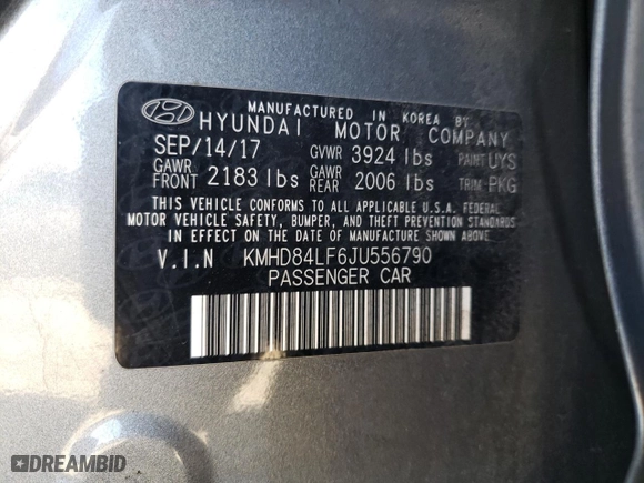 2018 Hyundai Elantra Value Edition with VIN KMHD84LF6JU556790, listed as a Copart auction lot 49015175 with 68,910 mi miles and Salvage Title. Bid and sale history available at carsss.com. Image 12.