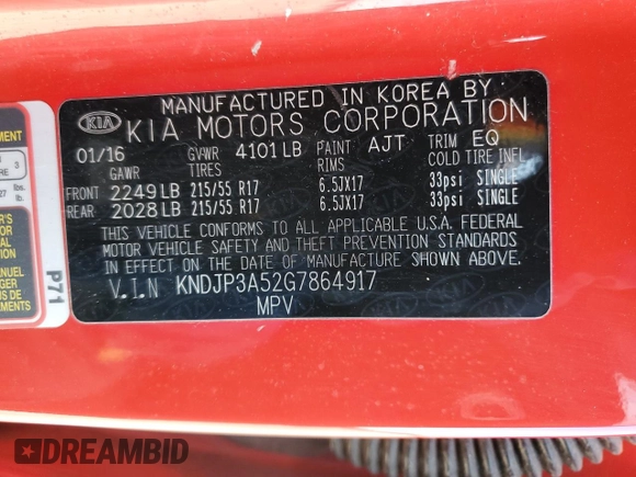 2016 Kia Soul + with VIN KNDJP3A52G7864917, listed as a Copart auction lot 82916504 with 0 mi miles and Salvage Title. Bid and sale history available at carsss.com. Image 12.