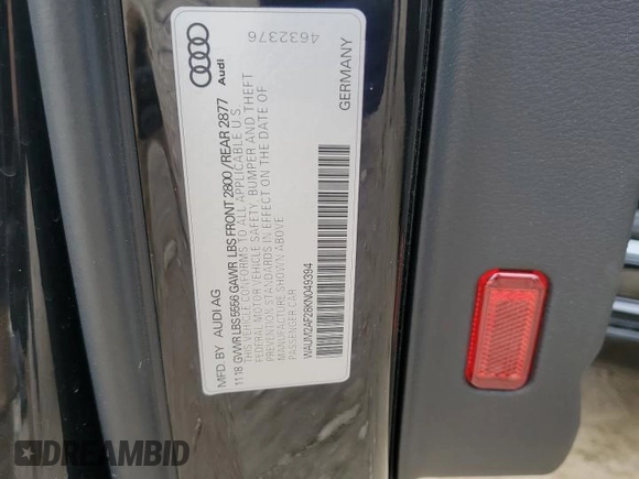 2019 Audi A6 Prestige z VIN WAUM2AF28KN049394, wystawiony jako Copart lot #50501875 z przebiegiem 71 929 mil mil oraz Szkoda całkowita • Salvage title. Historia ofert i sprzedaży dostępna na DreamBid. Obrazek 14.