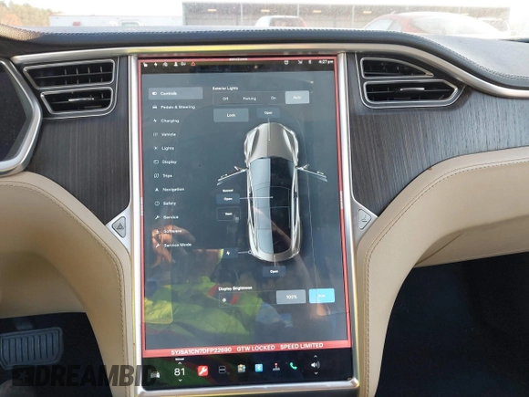 2013 Tesla Model S with VIN 5YJSA1CN7DFP22690, listed as a IAAI auction lot 40981089 with 188,057 mi miles. Bid and sale history available at carsss.com. Image 19.