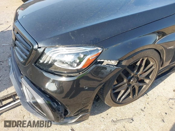 2018 Mercedes-Benz S 63 AMG with VIN WDDUG8JB0JA343131, listed as a IAAI auction lot 41863404 with 29,778 mi miles and . Bid and sale history available at DreamBid. Image 6.