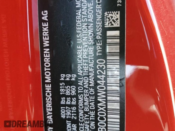 2021 Toyota Supra 3.0 with VIN WZ1DB0C0XMW044230, listed as a Copart auction lot 53186205 with Not provided miles and Salvage title. Bid and sale history available at DreamBid. Image 14.