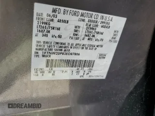 2003 Ford F-250 XL z VIN 1FTNW20P83ED87806, wystawiony jako Copart lot #60111895 z przebiegiem 107 949 mil mil oraz Czysty tytuł • Clean title. Historia ofert i sprzedaży dostępna na DreamBid. Obrazek 12.