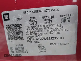 2018 Chevrolet Traverse LT Cloth with VIN 1GNERGKW9JJ235103, listed as a IAAI auction lot 41944025 with 79,224 mi miles. Bid and sale history available at carsss.com. Image 9.
