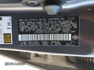 2022 Toyota Prius L Eco with VIN JTDKAMFU5N3165944, listed as a Copart auction lot 49791275 with 80,385 mi miles and Salvage Title. Bid and sale history available at DreamBid. Image 12.