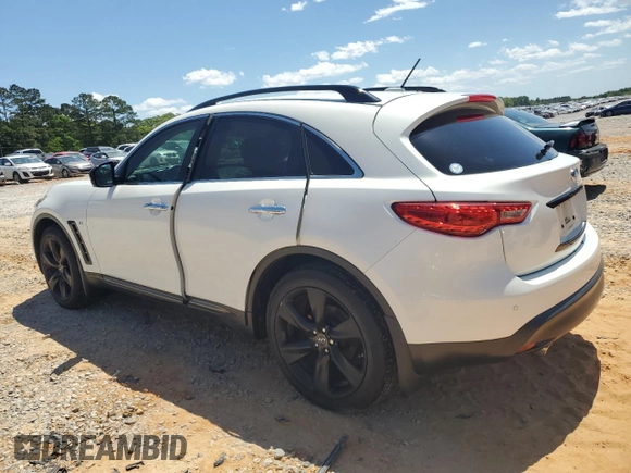 2015 Infiniti QX70 z VIN JN8CS1MW5FM481185, wystawiony jako Copart lot #52884555 z przebiegiem Nie podano mil oraz Szkoda całkowita • Salvage title. Historia ofert i sprzedaży dostępna na DreamBid. Obrazek 2.