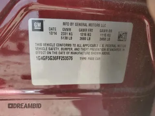 2015 Buick LaCrosse Premium II with VIN 1G4GF5G36FF253576, listed as a Copart auction lot 48035405 with 125,285 mi miles and Salvage Title. Bid and sale history available at DreamBid. Image 14.