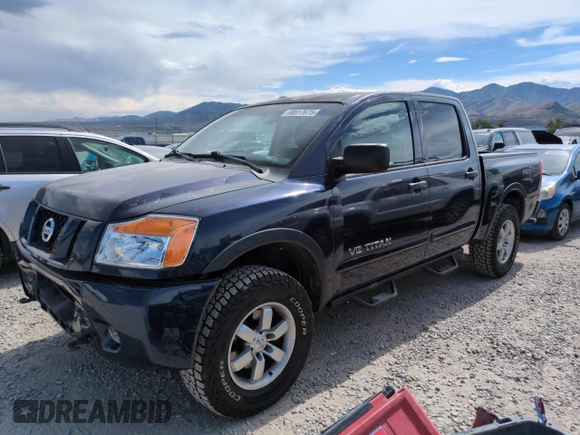 2011 Nissan Titan Pro-4X with VIN 1N6BA0EC3BN322837, listed as a Copart auction lot 60617675 with 196,657 mi miles and Salvage title. Bid and sale history available at DreamBid. Image 1.