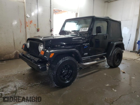 1997 Jeep Wrangler Sport with VIN 1J4FY19S6VP457417, listed as a Copart auction lot 52110535 with 106,129 mi miles and Salvage Title. Bid and sale history available at carsss.com. Image 1.