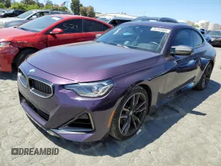 2022 BMW 2 Series M240i xDrive with VIN 3MW53CM01N8C35803, listed as a Copart auction lot 55769504 with 18,921 mi miles. Bid and sale history available at carsss.com. Image 1.