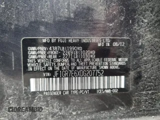 2013 Subaru WRX WRX with VIN JF1GR7E6XDG207752, listed as a Copart auction lot 60613035 with 155,468 mi miles and Salvage title. Bid and sale history available at DreamBid. Image 14.