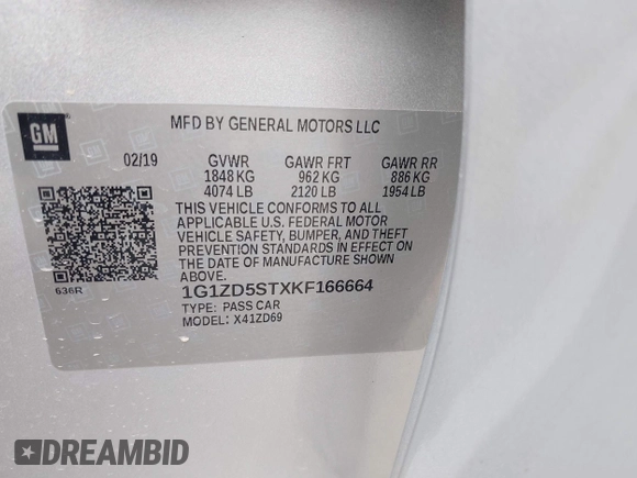 2019 Chevrolet Malibu LT with VIN 1G1ZD5STXKF166664, listed as a IAAI auction lot 42116233 with 140,830 mi miles and . Bid and sale history available at DreamBid. Image 9.