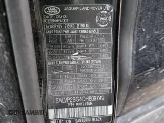 2013 Land Rover Range Rover Evoque Pure Plus with VIN SALVP2BG4DH809749, listed as a Copart auction lot 49448905 with 125,444 mi miles and Clean Title. Bid and sale history available at carsss.com. Image 14.