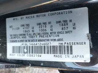 2010 Mazda 3 S Sport with VIN JM1BL1H66A1246027, listed as a IAAI auction lot 42564090 with 171,418 mi miles and . Bid and sale history available at DreamBid. Image 9.