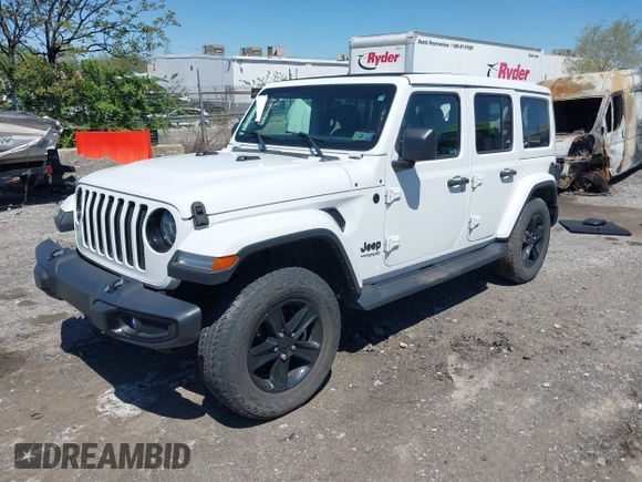 2021 Jeep Wrangler Unlimited Sahara z VIN 1C4HJXEN2MW528137, wystawiony jako IAAI lot #42134514 z przebiegiem 50 030 mil mil oraz . Historia ofert i sprzedaży dostępna na DreamBid. Obrazek 2.