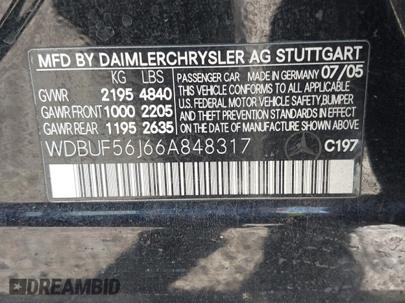 2006 Mercedes-Benz E-Class 3.5L with VIN WDBUF56J66A848317, listed as a IAAI auction lot 41334976 with 1 mi miles. Bid and sale history available at carsss.com. Image 9.
