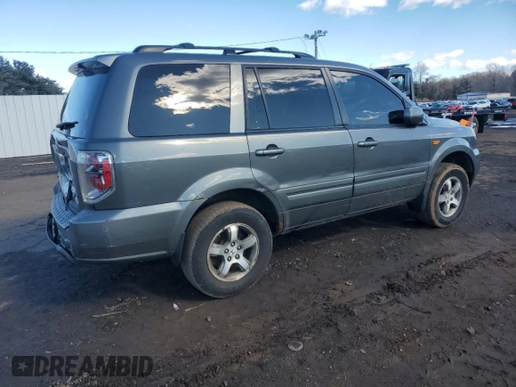 2007 Honda Pilot EX with VIN 2HKYF18487H536755, listed as a Copart auction lot 45843445 with 270,611 mi miles and Salvage Title. Bid and sale history available at DreamBid. Image 3.