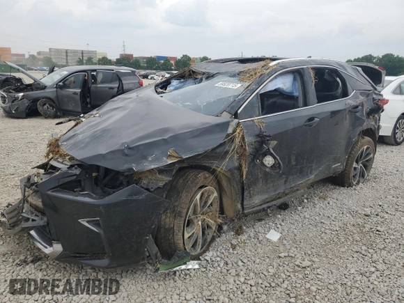 2018 Lexus RX 450h z VIN 2T2BGMCA6JC022555, wystawiony jako Copart lot #59520715 z przebiegiem Nie podano mil oraz Szkoda całkowita • Salvage title. Historia ofert i sprzedaży dostępna na DreamBid. Obrazek 1.