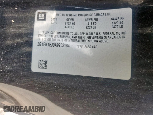 2010 Chevrolet Camaro 2SS z VIN 2G1FK1EJ9A9202184, wystawiony jako Copart lot #56233775 z przebiegiem 224 925 mil mil oraz Szkody całkowita. Historia ofert i sprzedaży dostępna na DreamBid. Obrazek 12.