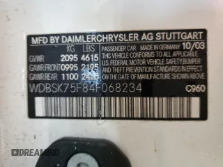 2004 Mercedes-Benz SL 500 z VIN WDBSK75F84F068234, wystawiony jako Copart lot #56860035 z przebiegiem Nie podano mil oraz Czysty tytuł • Clean title. Historia ofert i sprzedaży dostępna na DreamBid. Obrazek 12.