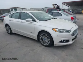 2014 Ford Fusion Titanium Hybrid with VIN 3FA6P0RU6ER115985, listed as a IAAI auction lot 41870494 with 132,321 mi miles. Bid and sale history available at carsss.com. Image 1.