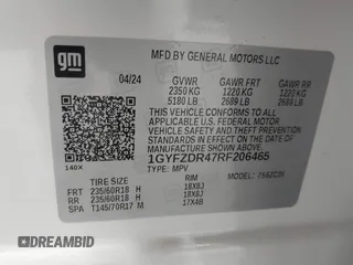 2024 Cadillac XT4 AWD Premium Luxury z VIN 1GYFZDR47RF206465, wystawiony jako IAAI lot #42562562 z przebiegiem 5 951 mil mil oraz . Historia ofert i sprzedaży dostępna na DreamBid. Obrazek 9.