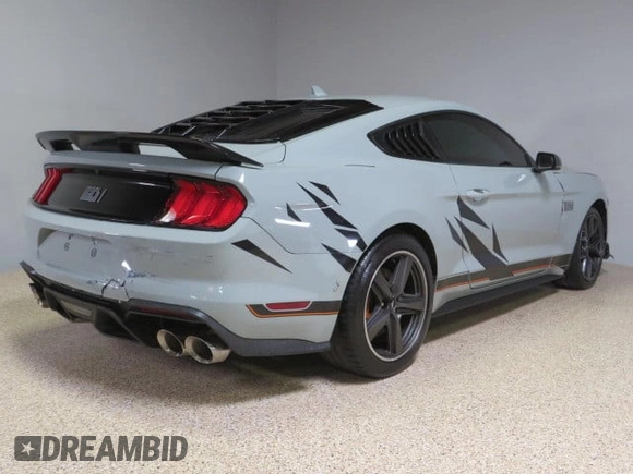 2023 Ford Mustang Mach 1 with VIN 1FA6P8R02P5502244, listed as a Copart auction lot 46698935 with 12,573 mi miles and Clean title. Bid and sale history available at DreamBid. Image 3.