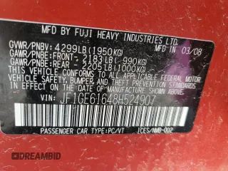 2008 Subaru Impreza i z VIN JF1GE61648H524907, wystawiony jako Copart lot #49780325 z przebiegiem 85 954 mil mil oraz Szkoda całkowita • Salvage title. Historia ofert i sprzedaży dostępna na DreamBid. Obrazek 12.