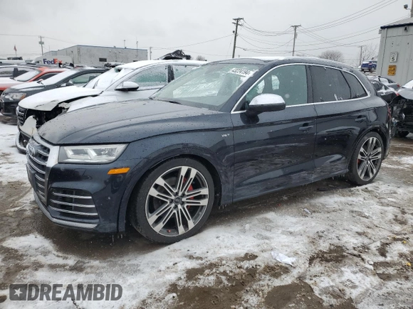 2018 Audi SQ5 Premium Plus with VIN WA1A4AFY5J2021776, listed as a Copart auction lot 43224194 with 46,659 mi miles and . Bid and sale history available at DreamBid. Image 1.