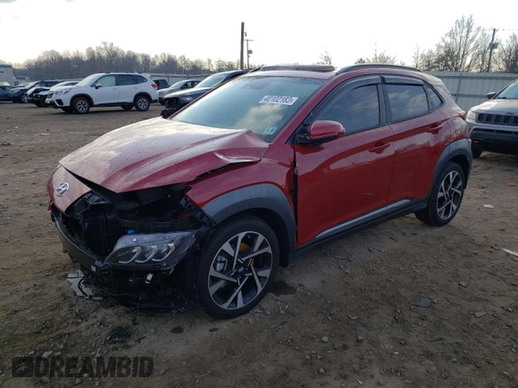 2022 Hyundai Kona Limited with VIN KM8K5CA34NU910962, listed as a Copart auction lot 40102183 with 9,438 mi miles. Bid and sale history available at carsss.com. Image 1.