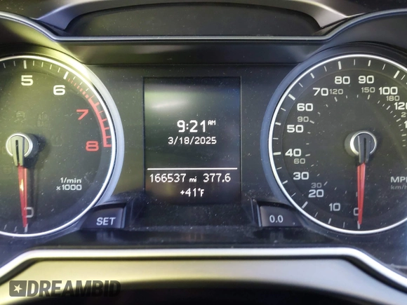 2013 Audi A4 Premium с VIN WAUBFAFL5DN045360, выставлен на аукционе IAAI как лот 41258909 с пробегом 166 537 миль миль и . История ставок и продаж доступна на DreamBid. Изображение 7.