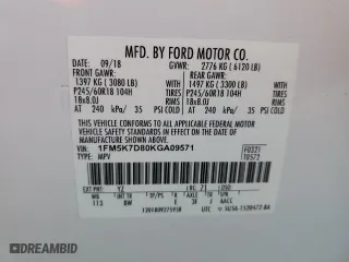2019 Ford Explorer XLT with VIN 1FM5K7D80KGA09571, listed as a Copart auction lot 46785035 with 63,004 mi miles and Salvage Title. Bid and sale history available at carsss.com. Image 14.