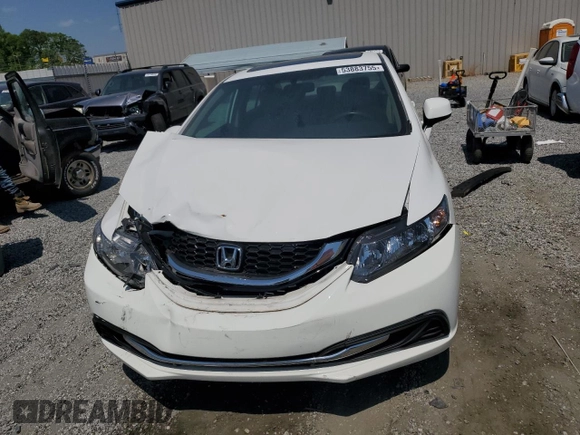 2013 Honda Civic EX with VIN 19XFB2F8XDE243776, listed as a Copart auction lot 53883755 with 50,080 mi miles and Salvage Title. Bid and sale history available at DreamBid. Image 5.
