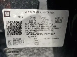 2020 Cadillac XT5 Premium Luxury FWD with VIN 1GYKNCRS5LZ125912, listed as a Copart auction lot 53379935 with 139,892 mi miles and Non Repairable. Bid and sale history available at carsss.com. Image 15.