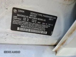 2011 BMW 3 Series 328i xDrive with VIN WBAPK5G55BNN28370, listed as a Copart auction lot 53130265 with Not Provided miles and Salvage Title. Bid and sale history available at carsss.com. Image 12.