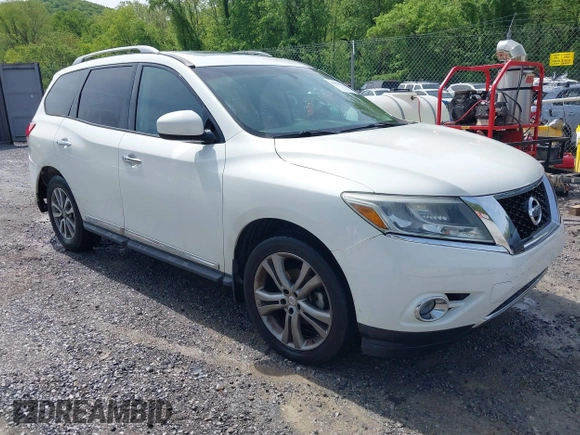 2013 Nissan Pathfinder Platinum with VIN 5N1AR2MM4DC623141, listed as a IAAI auction lot 41891386 with 139,550 mi miles and . Bid and sale history available at DreamBid. Image 1.