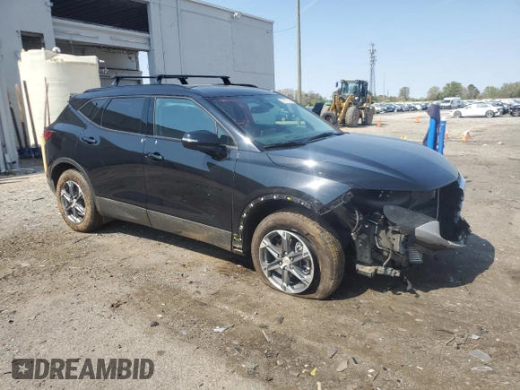 2023 Chevrolet Blazer LT with VIN 3GNKBJR47PS157100, listed as a Copart auction lot 52670025 with 9,637 mi miles and Salvage title. Bid and sale history available at DreamBid. Image 4.