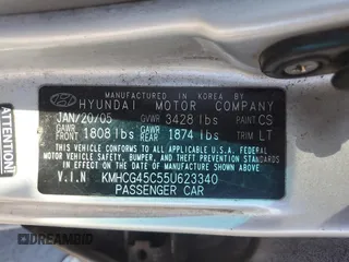 2005 Hyundai Accent GLS with VIN KMHCG45C55U623340, listed as a Copart auction lot 59587304 with 275,364 mi miles and Salvage Title. Bid and sale history available at carsss.com. Image 14.